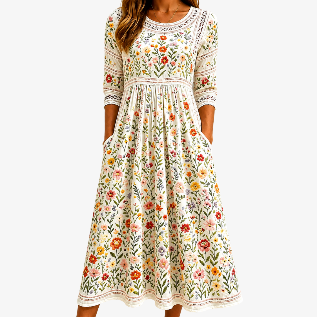 Willemina | Vildblommig Midiklänning