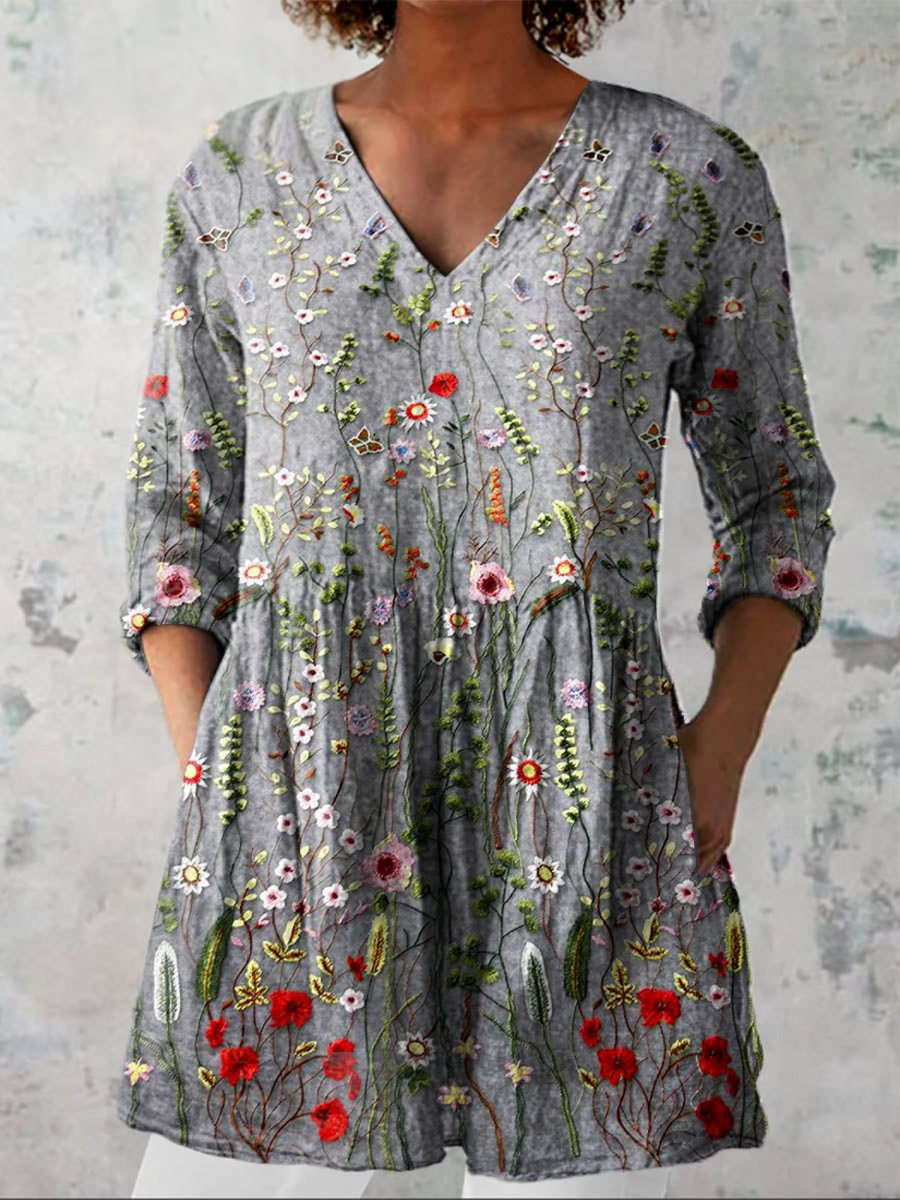 Amelie | Lång Blus med V-ringning