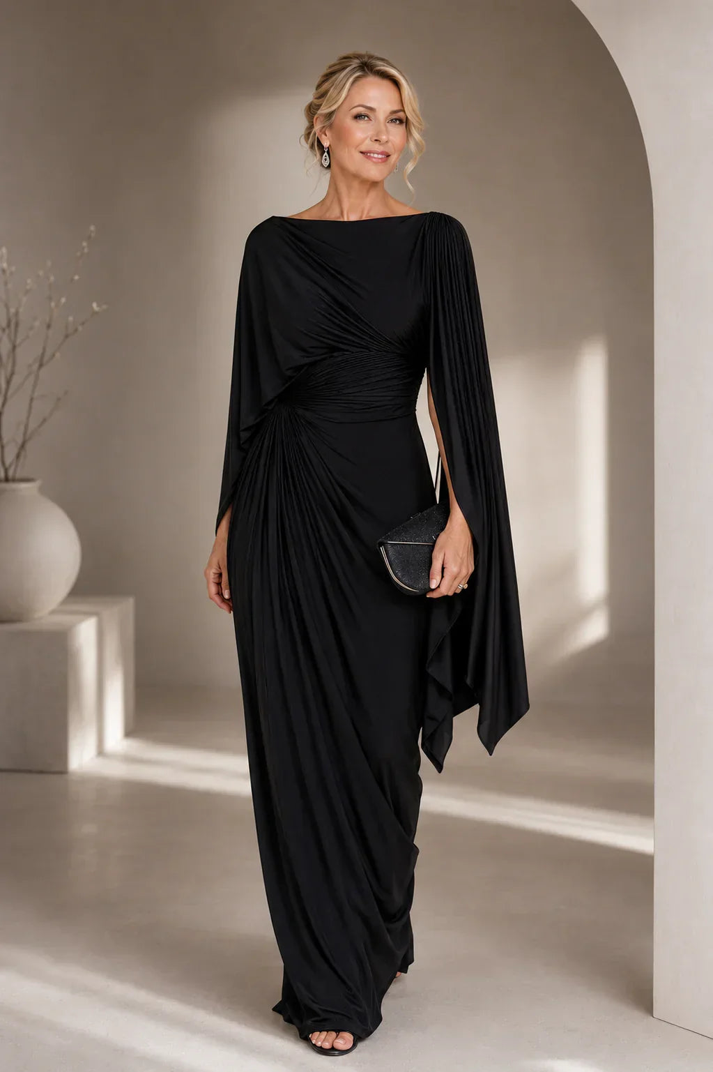 Lina | Elegant Draperad Maxiklänning