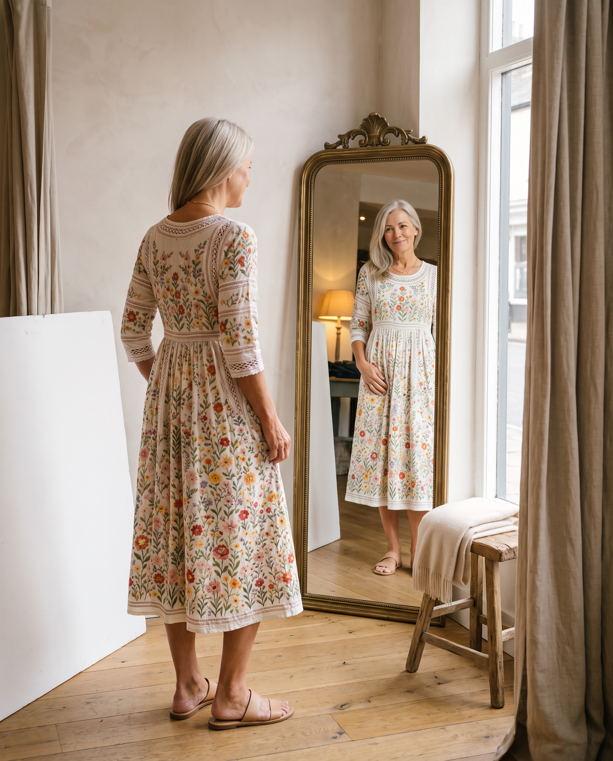Willemina | Vildblommig Midiklänning
